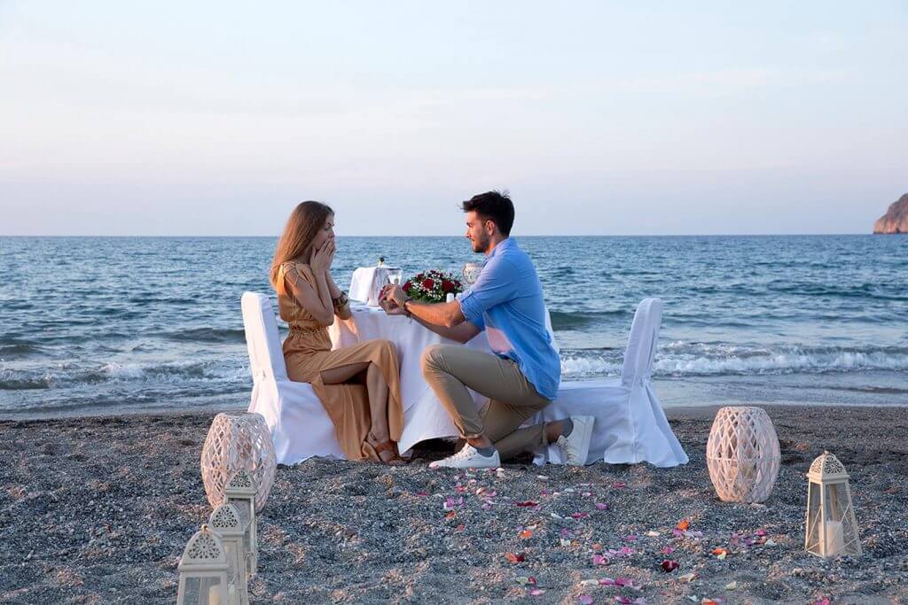 Wedding proposal at the beach