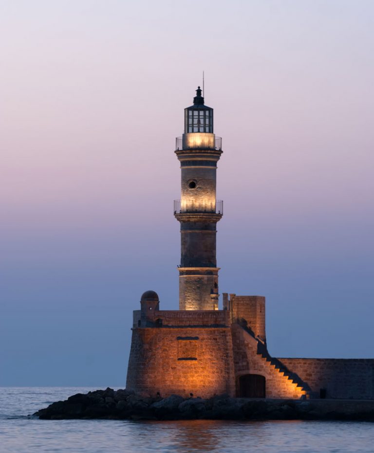 Lighthouse of Chania during sunset