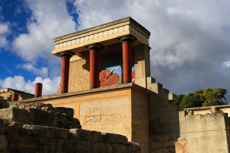 view of Knossos looking southwest from the north entrance